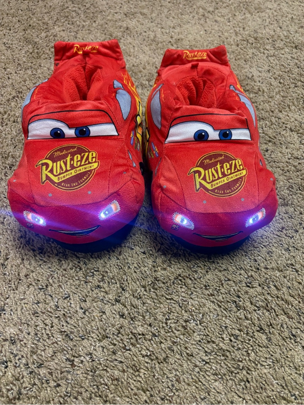 Cars Red Lightning McQueen Plush Slippers with Lights